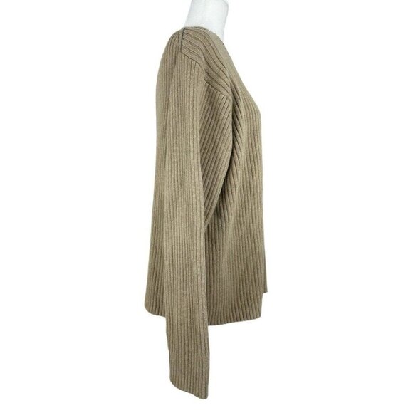Tommy Hilfiger Women’s Tan Y2K Ribbed Crew Neck Long Sleeve Knit Sweater L/C47 - Picture 2 of 11